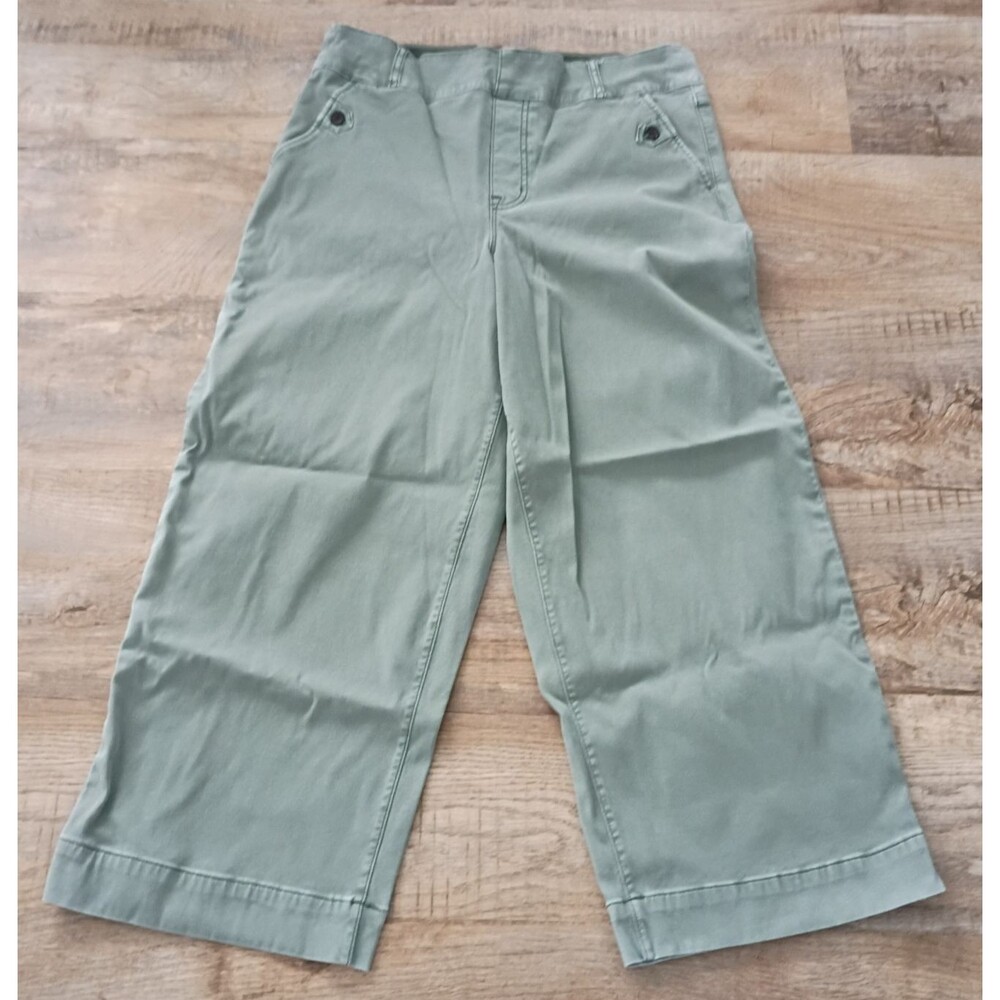Spanx Stretch Twill Wide Leg Crop Pull On Pants Green 26" Inseam 1X